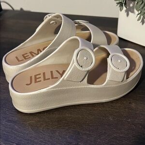 Lemon Jelly Vegan Double Band Slide Sandals - Desert - size 37